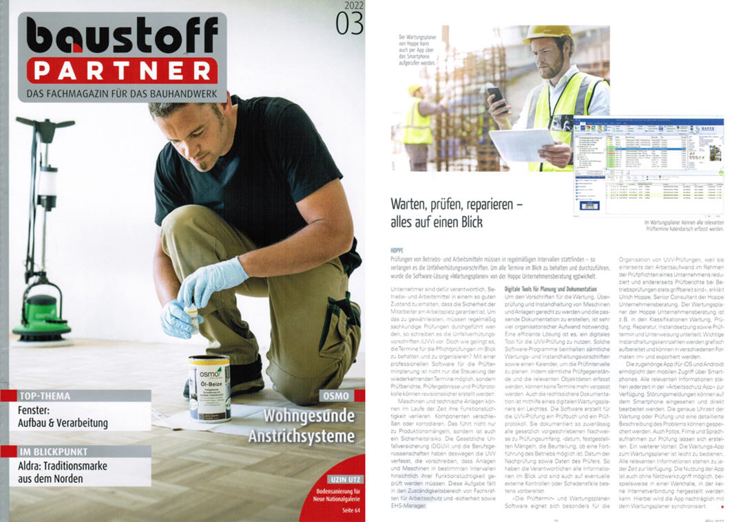 Baustoff Partner Das Fachmagazin f�r das Bauhandwerk / 03-22 SBM Verag GmbH, Warten, pr�fen, reparieren - alles auf einem Blick